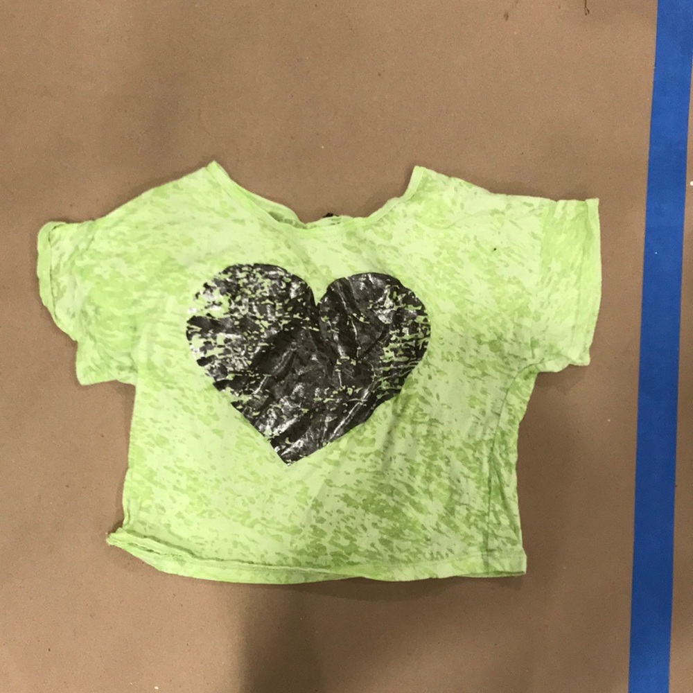 yellow green crop shirt